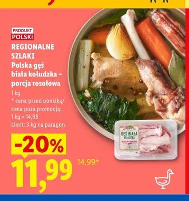 Polska gęś biała kołudzka - porcja rosołowa Regionalne Szlaki promocja w Lidl