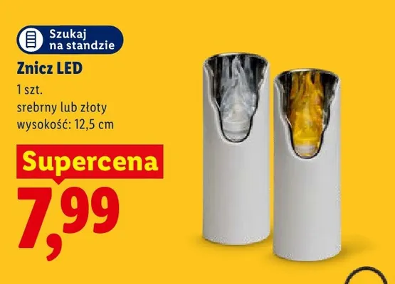 Znicz LED złoty 12,5 cm promocja w Lidl