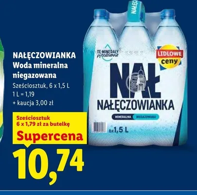 Woda mineralna niegazowana NAŁĘCZOWIANKA 6-pak 1,5l promocja w Lidl