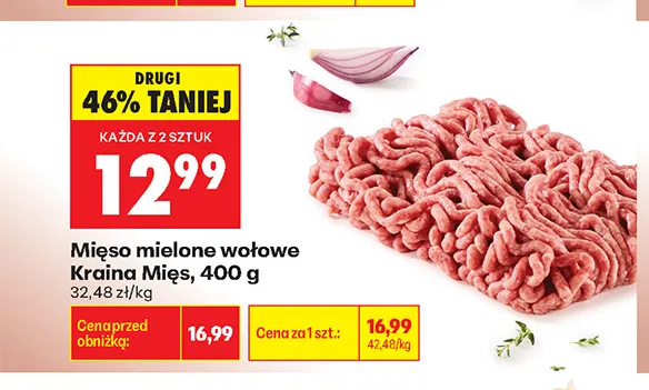 Mięso mielone wołowe Kraina Mięs promocja w Biedronka