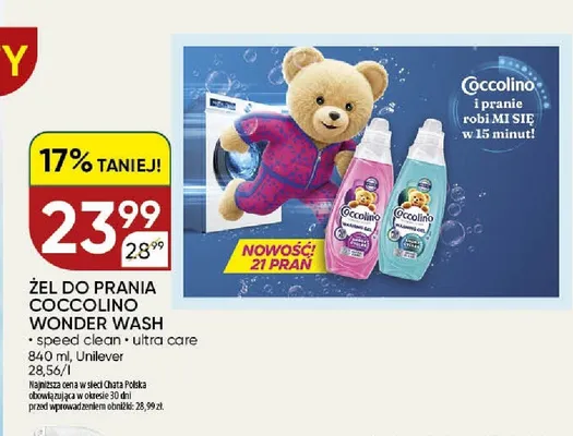 Żel do prania Coccolino Wonder Wash Speed Clean promocja w Chata Polska