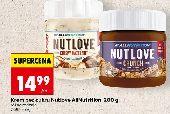 Krem bez cukru Nutlove AllNutrition różne rodzaje promocja w Biedronka