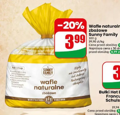 Wafle naturalne zbożowe Sunny Family promocja w Dino