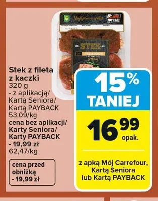Stek z fileta z kaczki promocja w Carrefour Market