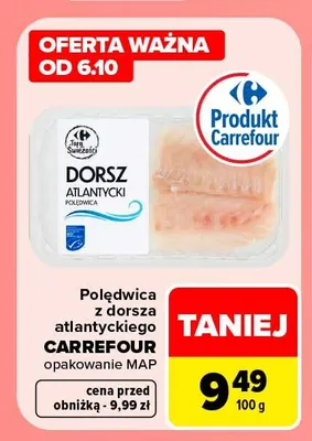 Polędwica z dorsza atlantyckiego Carrefour opakowanie promocja w Carrefour