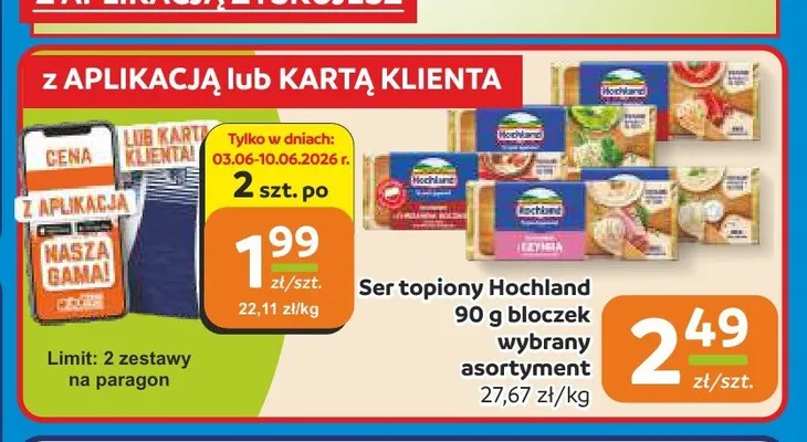 Ser topiony Hochland bloczek 90g promocja w Społem Częstochowa
