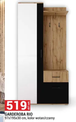Garderoba Rio 97x195x30cm kolor wotan/czarny promocja w Merkury Market