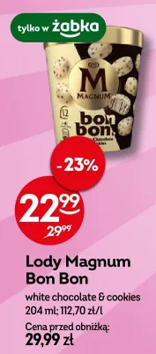 Lody Bon Bon white chocolate & cookies promocja w Żabka