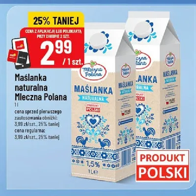 Maślanka naturalna Mleczna Polana promocja w POLOmarket