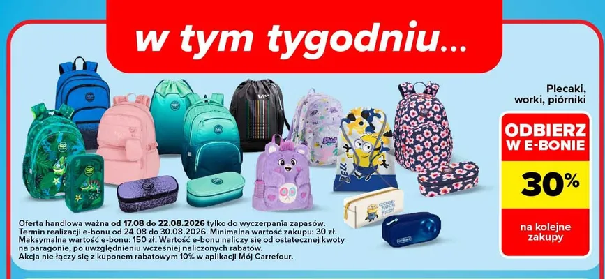 Plecak worek piórnik promocja w Carrefour