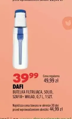 Butelka filtrująca Solid szafir + wkład 0,7 l Dafi promocja w Drogerie Natura