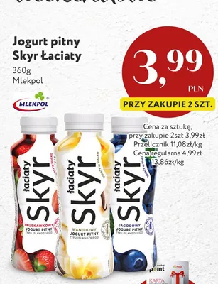 Jogurt pitny Skyr Łaciate jagodowy promocja w Market Point