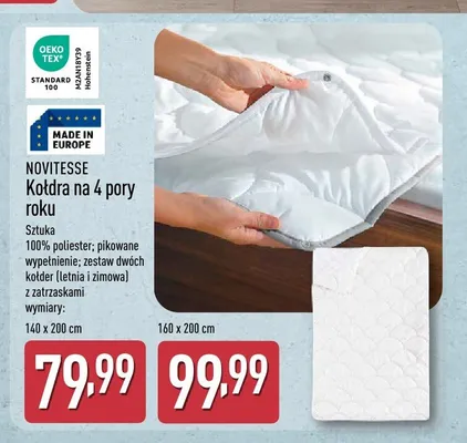Kołdra na 4 pory roku Novitesse 140x200 cm promocja w Aldi