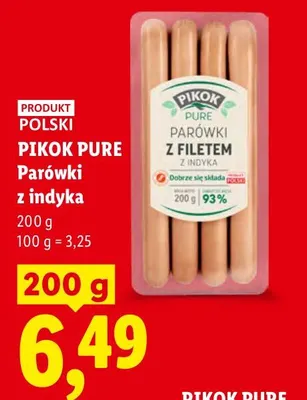 Parówki z indyka Pikok Pure promocja w Lidl