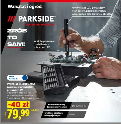 Akumulatorowy wkrętak precyzyjny 4V Parkside Performance promocja w Lidl