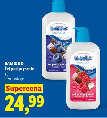 Żel pod prysznic Bambino Rodzina mascarpone z malinami promocja w Lidl