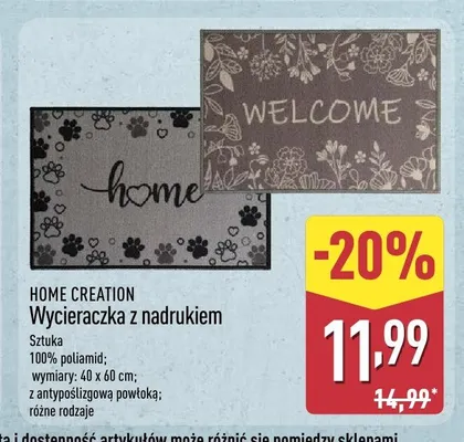 Wycieraczka z nadrukiem Home Creation promocja w Aldi