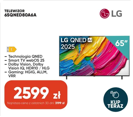 Telewizor Lg 65QNED80A6A promocja w Max Elektro