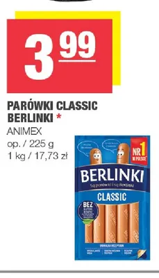Parówki Classic Berlinki promocja w SPAR
