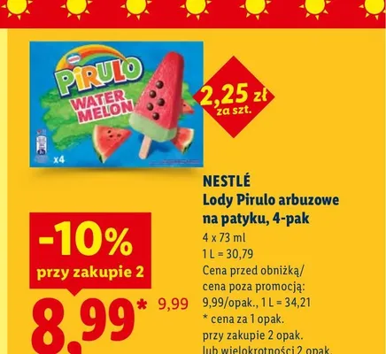 Lody Pirulo arbuzowe na patyku Nestlé 4-pak promocja w Lidl