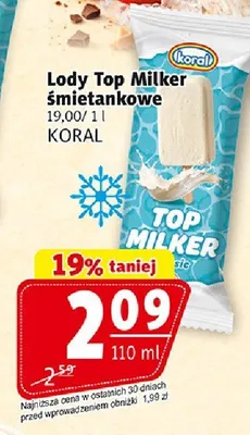 Lody Top Milker śmietankowe promocja w Prim Market
