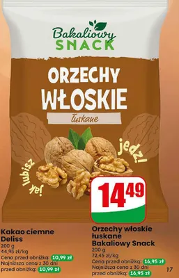 Orzechy włoskie łuskane Bakaliowy Snack promocja w Dino