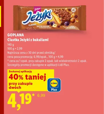 Ciastka Jeżyki z bakaliami Goplana promocja w Lidl