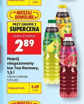 Napój niegazowany Ice Tea Remsey z czarnej herbaty o smaku brzoskwiniowym promocja w Biedronka