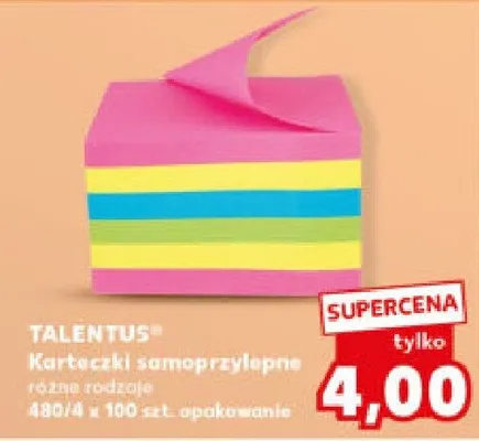Karteczki samoprzylepne różne rodzaje Talentus promocja w Kaufland