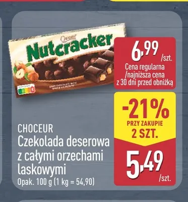 Czekolada deserowa z całymi orzechami laskowymi Choceur promocja w Aldi