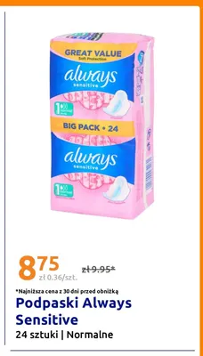 Podpaski Always Sensitive normalne promocja w Action