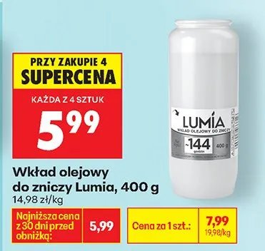 Wkład olejowy do zniczy 144h promocja w Biedronka