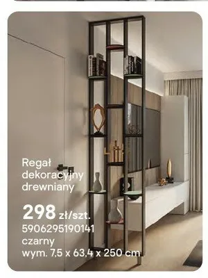Regał dekoracyjny drewniany czarny wym. 7,5x63,4x250cm promocja w Castorama
