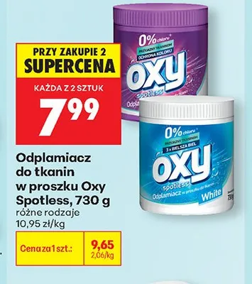 Odplamiacz do tkanin w proszku Oxy Spotless White 730g promocja w Biedronka