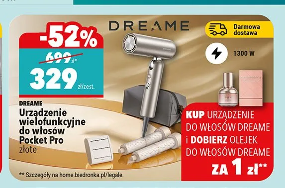 Urządzenie wielofunkcyjne do włosów Dreame Pocket Pro promocja w Biedronka