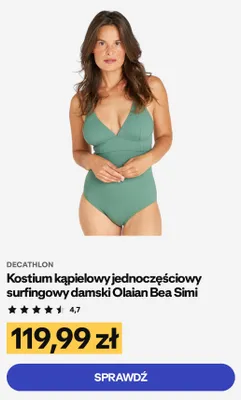 Kostium kąpielowy jednoczęściowy surfingowy damski Olaian Bea Simi promocja w Decathlon