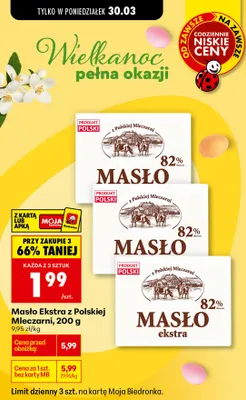 Masło ekstra 82% promocja w Biedronka