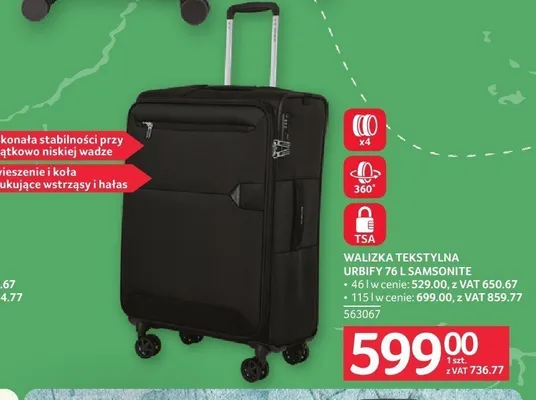 Walizka tekstylna Samsonite Urbify 76 l promocja w Selgros