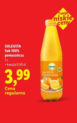 Sok pomarańcza Solevita 100% promocja w Lidl