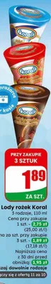 Lody rożek truskawkowy promocja w Dino