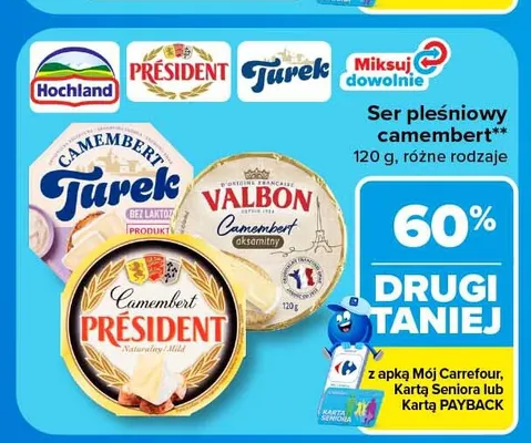 Ser pleśniowy camembert bez laktozy Turek promocja w Carrefour