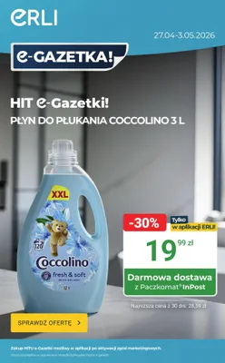 Płyn do płukania Coccolino Fresh & Soft Blue Splash XXL promocja w ERLI