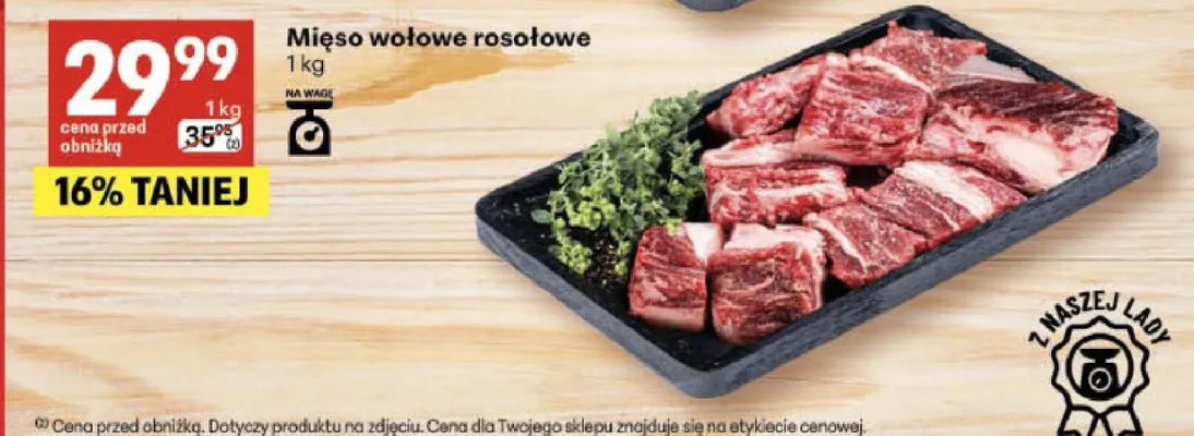 Mięso wołowe rosołowe promocja w Delikatesy Centrum