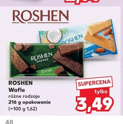 Wafle Roshen kakaowe promocja w Kaufland