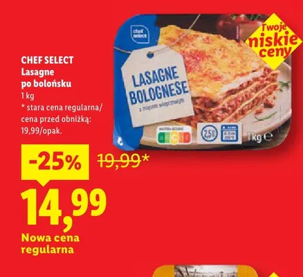 Lasagne po bolońsku Chef Select promocja w Lidl