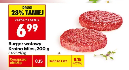 Burger wołowy Kraina Mięs, 200 g promocja w Biedronka