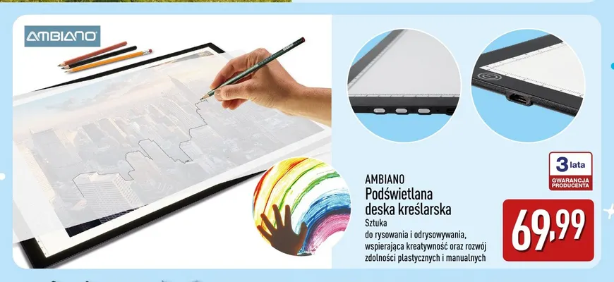 Podświetlana deska kreślarska Ambiano promocja w Aldi