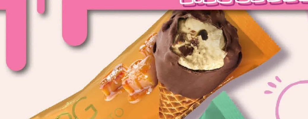 Lody rożek karmelowy z sosem karmelowym i migdałami Royal Gusto promocja w POLOmarket