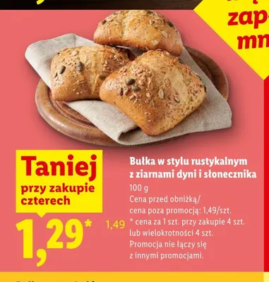 Bułka w stylu rustykalnym z ziarnami dyni i słonecznika promocja w Lidl