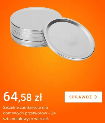 Metalowe wieczka do słoików Szczelne zamknięcie dla domowych przetworów 24-pak promocja w Allegro